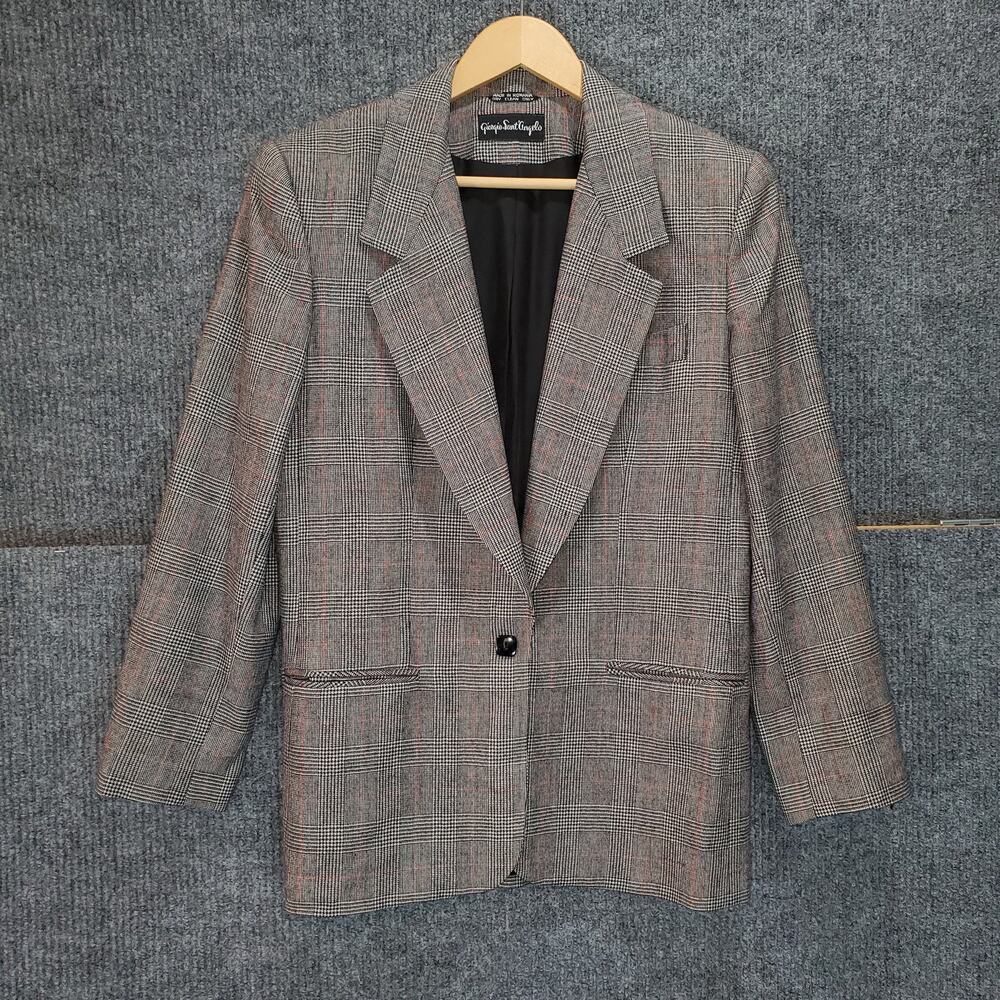 Giorgio Sant'Angelo Women's Glen Plaid Blazer Jacket Gray Red Size M Romania